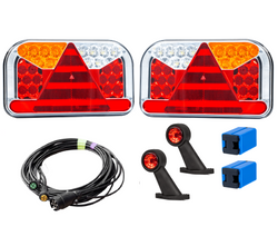 Verlichtingsset: FRISTOM FT-170 LED-achterlichten + FRISTOM FT-009 LED-zijmarkeringslichten + MANTES 5,3 m 13-pins kabelboom