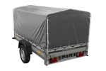 Remorque à un essieu avec côtés en aluminium 230x125 Unitrailer Garden 230 KIPP ALU avec châssis H-800 et bâche grise