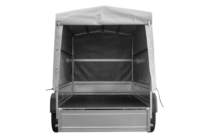 Tweeassige aanhanger 264x125 UNITRAILER GARDEN 264/2 KIPP met H-1100 frame en grijze huif
