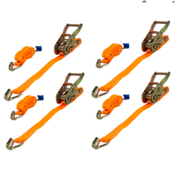 Set van vier UNITRAILER 2m/25mm/1t oranje transportbanden met spaninrichting