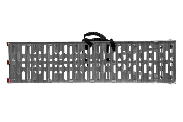 Rampes pliables UNITRAILER ALR003 en aluminium pour remorques, 221 cm, 680 kg, avec sangle et support, lot de 2