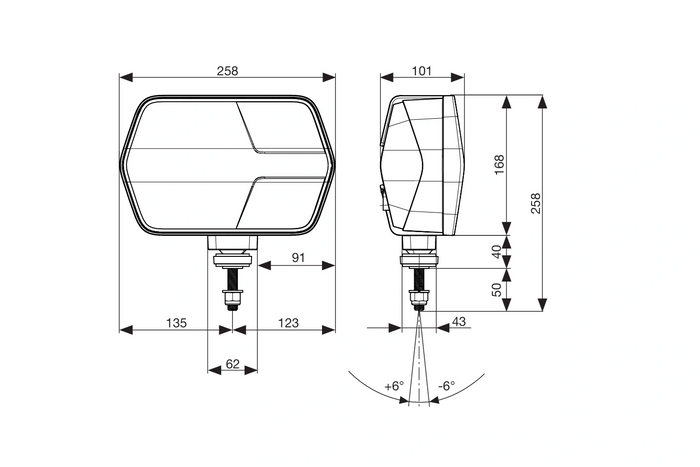 Phares LED ASPÖCK LuxLED II, 7 fonctions, connecteur 6 broches DEUTSCH DT06-6S (gauche + droite)