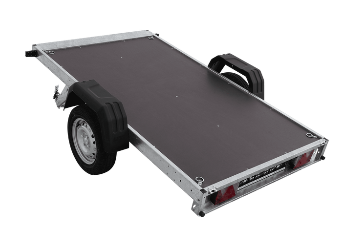 Remorque à un essieu 230x125 UNITRAILER FORCE 230 KIPP avec ridelles grillagées, châssis H-800 et bâche grise