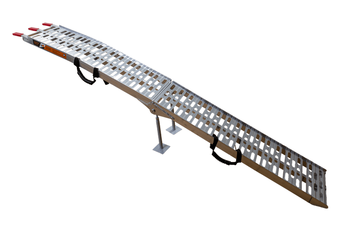 UNITRAILER ALR003 opklapbare aluminium oprijplaat voor aanhanger 221 cm 340 kg met riem en steun