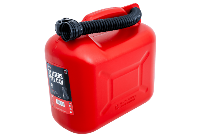 10L HERMON kunststof jerrycan met trechter, rood