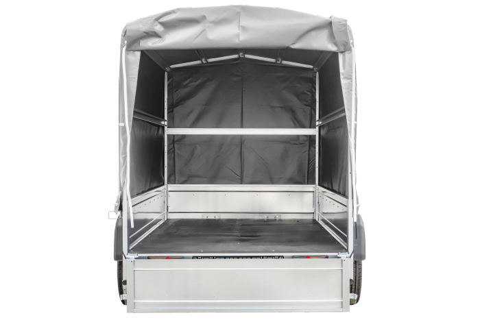 Remorque sur ressorts 230x125 UNITRAILER GARDEN 230/R KIPP avec châssis H-1100 et bâche grise