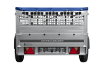 Remorque à un essieu 200x125 UNITRAILER GARDEN 201 KIPP avec ridelles grillagées et bâche bleue