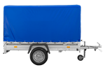 Remorque porte-voitures à côtés en aluminium 230x125 Unitrailer Garden 230 KIPP ALU avec châssis H1100 et bâche bleue