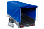 Remorque voiture 264x125 UNITRAILER GARDEN 264 KIPP avec châssis H-1100 et bâche bleue