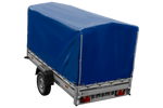 Remorque porte-voitures à côtés en aluminium 264x125 Unitrailer Garden 264 KIPP ALU avec châssis H-1100 et bâche bleue