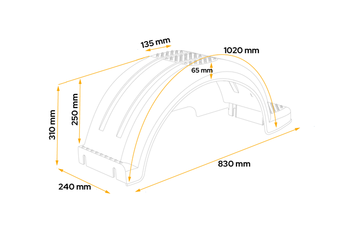 Garde-boue pour remorque à bateau 13" DOMAR D20422S, passage de roue 830/240 mm