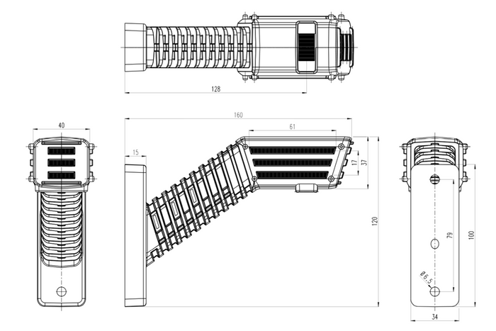 Feu de gabarit, position WAŚ 2554P W297.4.1 latéral droit à LED sur bras