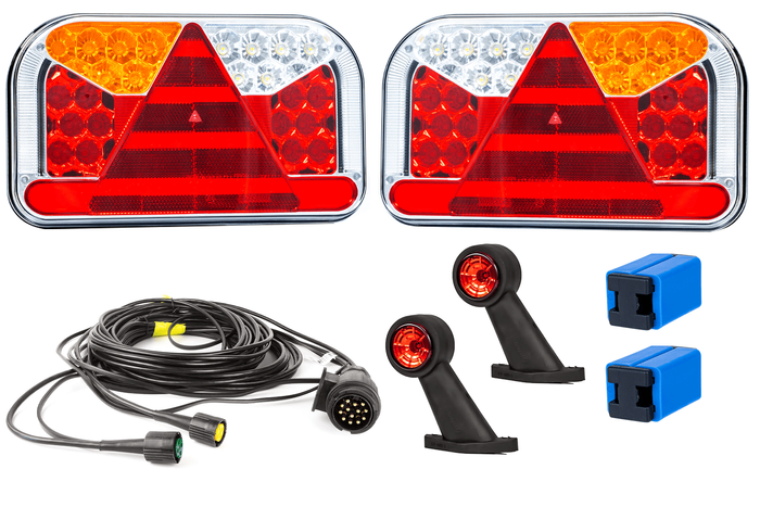 Kit d&#39;éclairage : feux arrière LED FRISTOM FT-170 + feux de position latéraux LED FRISTOM FT-009 + faisceau MANTES 7 m 13 broches