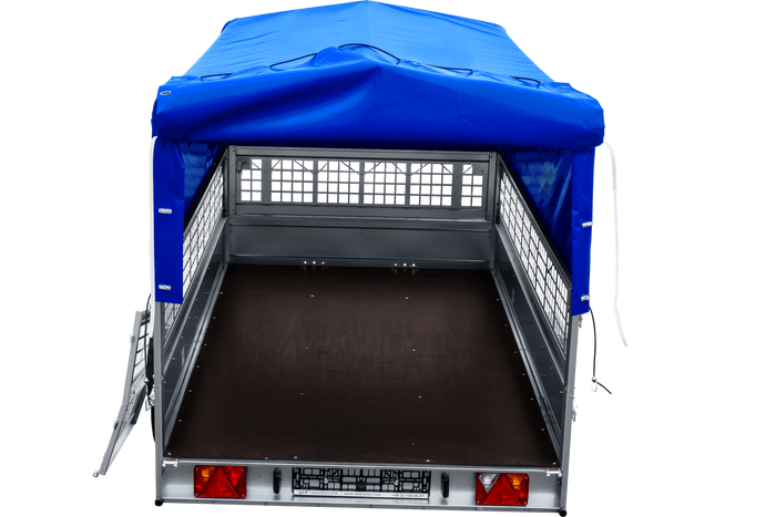 Autotrailer 264x150 UNITRAILER GARDEN 265 KIPP met loofrekken, H-800 frame en blauwe huif