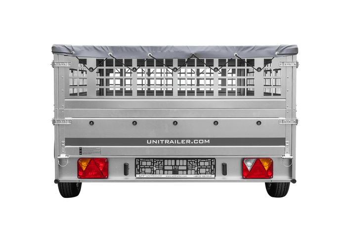 Lichte aanhangwagen 264x150 UNITRAILER GARDEN 265 KIPP met loofrekken, H-0 frame en grijze huif