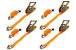 Set van vier UNITRAILER 2m/25mm/1t oranje transportbanden met spaninrichting