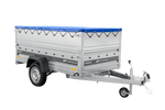 Remorque porte-voitures sur ressorts 230x125 UNITRAILER FORCE 230/R KIPP avec côtés BIS, châssis H-0 et bâche bleue