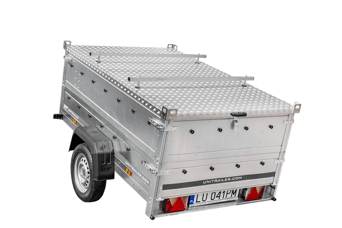 Lichte aanhangwagen 200x125 UNITRAILER GARDEN 201 KIPP met BIS zijkanten en aluminium deksel