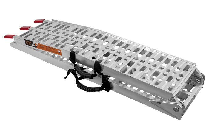 UNITRAILER ALR003 opklapbare aluminium oprijplaten voor aanhangers 221 cm 680 kg met riem en steun, set van 2