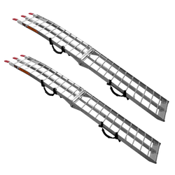 UNITRAILER ALR002 opklapbare aluminium oprijplaten voor aanhangers 221 cm 680 kg met riem, set van 2