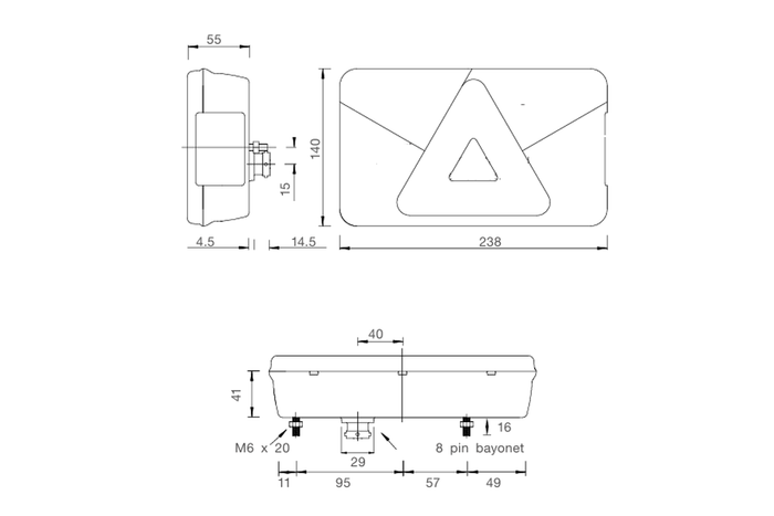Feux arrière ASPÖCK MULTIPOINT III à baïonnette 8 broches, 7 fonctions gauche + droite