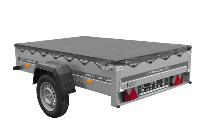 Lichte aanhanger 200x125 UNITRAILER GARDEN 201 KIPP met grijs dekzeil