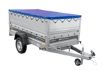 Remorque légère 230x125 UNITRAILER FORCE 230 KIPP avec ridelles BIS, châssis H-0 et bâche bleue