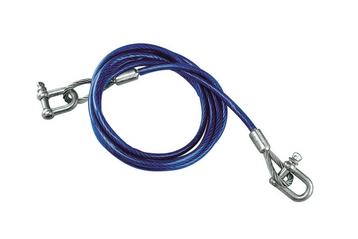 Câble de remorquage avec manilles LAMPA, câble en acier 3,5 m/8 mm/5 t bleu