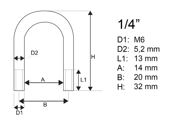 Gegalvaniseerde klem type B met moeren en ringen M6 x 14 (1/4")