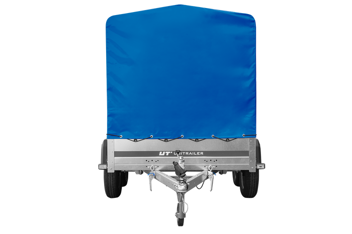 Tweeassige aanhanger 264x125 UNITRAILER GARDEN 264/2 KIPP met H-1100 frame en blauw dekzeil