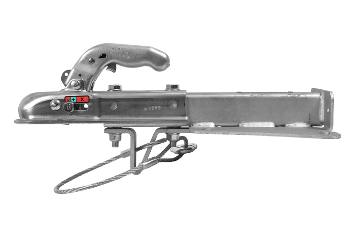 KNOTT KQ14-A+KZE7.5 kogelkoppeling voor een aanhanger van 750 kg met een V-vormige dissel.
