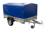 Remorque à un essieu avec côtés en aluminium 230x125 Unitrailer Garden 230 KIPP ALU avec châssis H-800 et bâche bleue