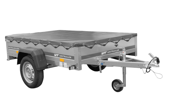 Lichte aanhanger 200x125 UNITRAILER GARDEN 201 KIPP met grijs dekzeil