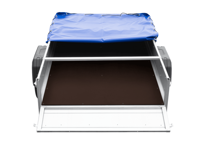 Lichte aanhanger 200x125 UNITRAILER GARDEN 201 KIPP met blauwe afdekking
