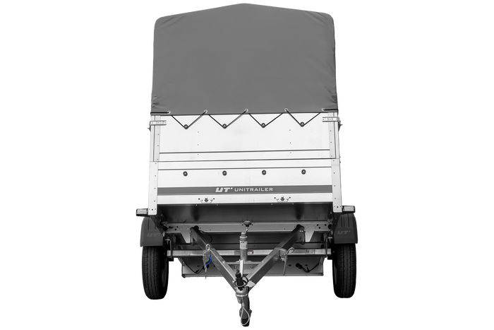 Autoaanhanger 200x125 UNITRAILER GARDEN 201 KIPP met BIS-zijwanden, H-800 frame en grijze afdekking