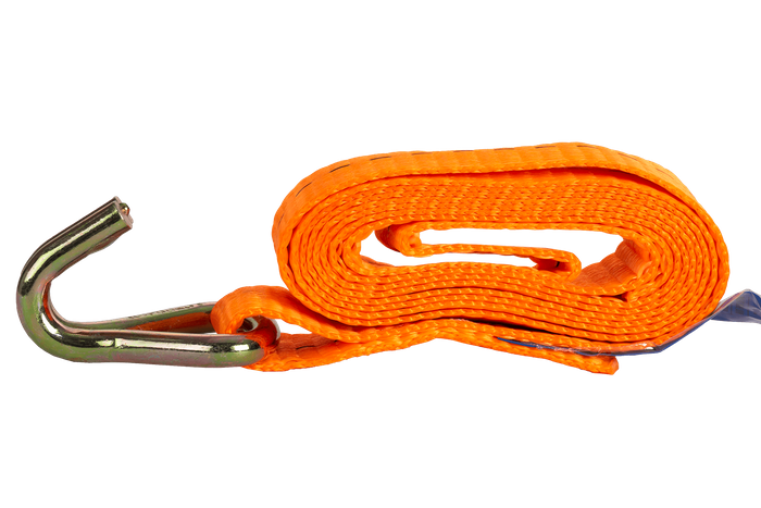 Ensemble de quatre courroies de transport UNITRAILER orange 2 m/25 mm/1 t avec tendeur