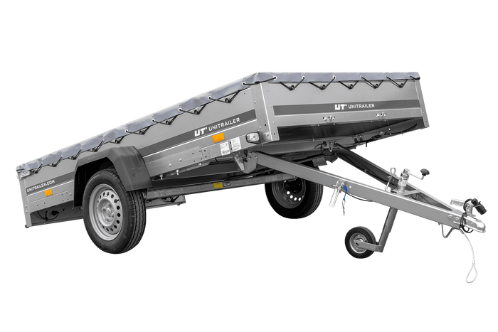 Remorque voiture 264x150 UNITRAILER GARDEN 265 KIPP avec châssis H-0 et bâche grise